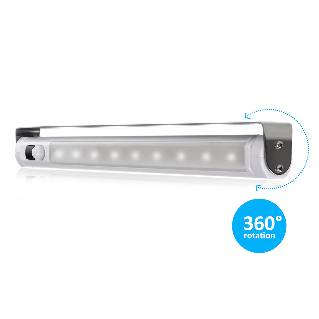 2x lampă LED de bucătărie Maclean, pentru montare sub dulap, 9 SMD, alimentată cu baterii, senzor PIR pentru pornire/oprire, MCE166 + 6x baterii R-06 R06 AA LR06 1,5 V VARTA Longlife Power