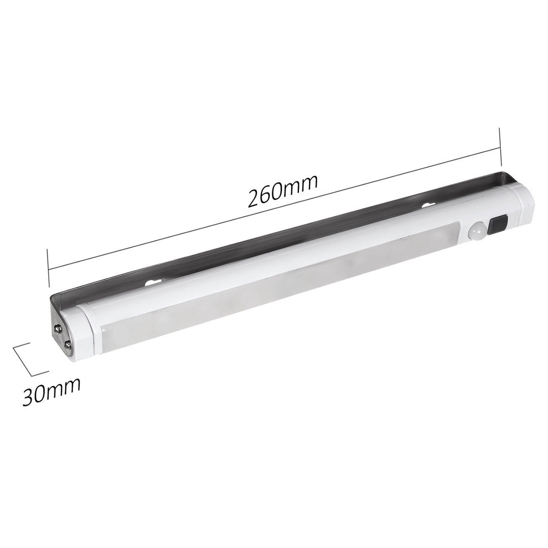 2x lampă LED de bucătărie Maclean, pentru montare sub dulap, 9 SMD, alimentată cu baterii, senzor PIR pentru pornire/oprire, MCE166 + 6x baterii R-06 R06 AA LR06 1,5 V VARTA Longlife Power
