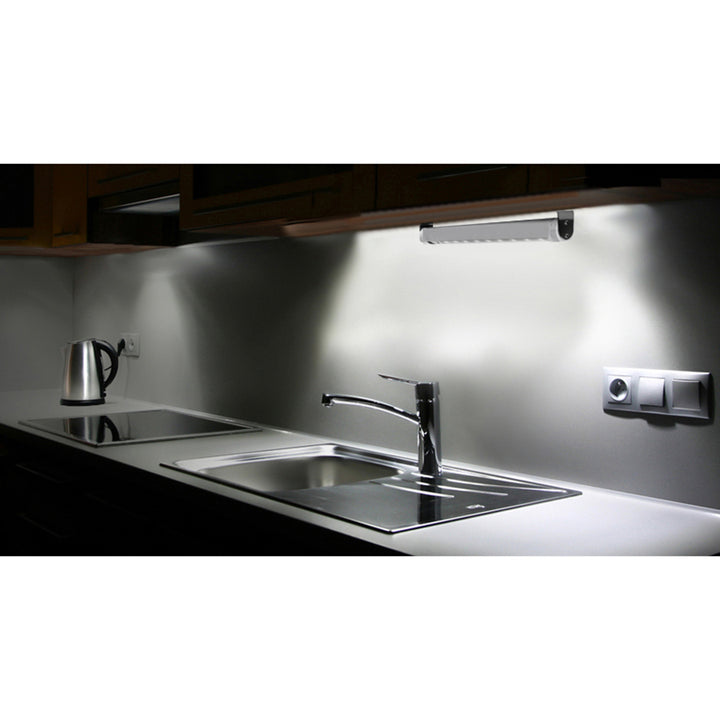 2x lampă LED de bucătărie Maclean, pentru montare sub dulap, 9 SMD, alimentată cu baterii, senzor PIR pentru pornire/oprire, MCE166 + 6x baterii R-06 R06 AA LR06 1,5 V VARTA Longlife Power