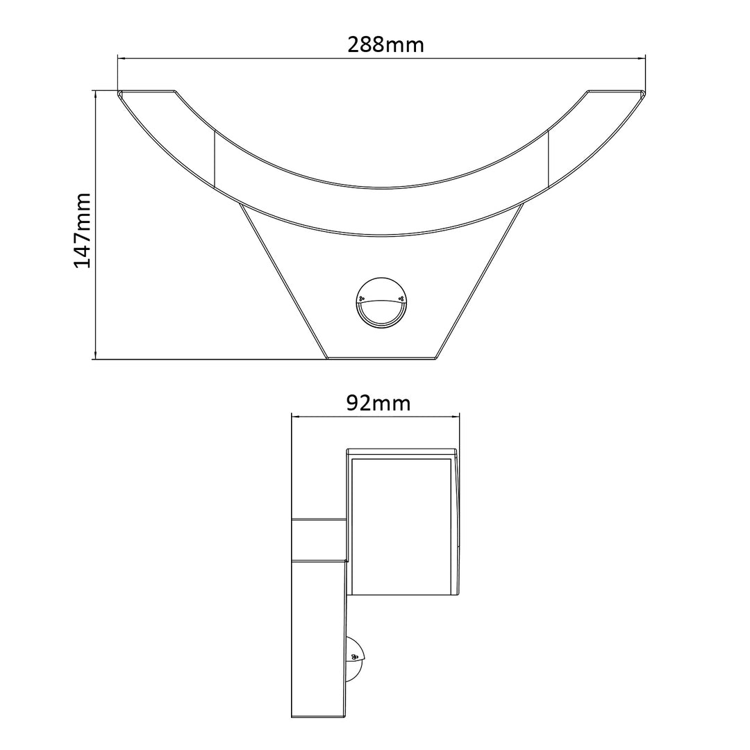 Lampă LED cu senzor de mișcare Maclean, senzor de mișcare cu infraroșu, culoare gri, 10 W, IP54, 800 lm, MCE290 GR, 2 bucăți