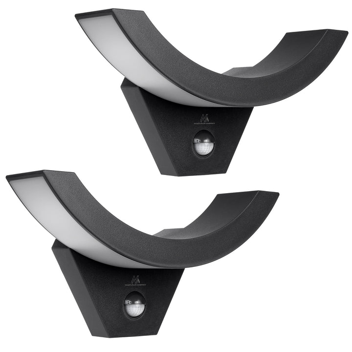 Lampă LED cu senzor de mișcare Maclean, senzor de mișcare cu infraroșu, culoare neagră, 10 W, IP54, 800 lm, MCE290 B, 2 bucăți