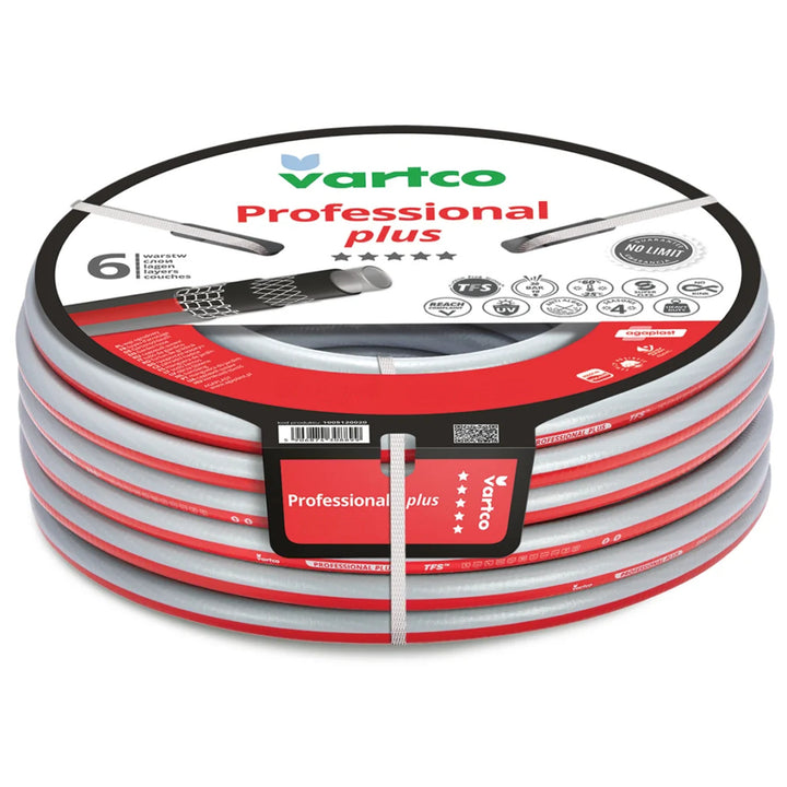 Furtun de grădină Vartco, cu 6 straturi, flexibil, diametru 1/2", lungime 100 m, Professional Plus