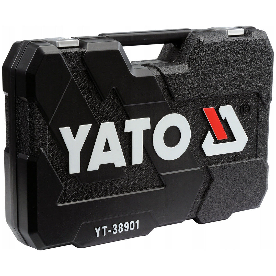 Set profesional de scule Yato, 122 de piese (chei tubulare, capete de chei, șurubelnițe, ciocan), șurubelnițe cu vârfuri magnetice și călite, YT-38901