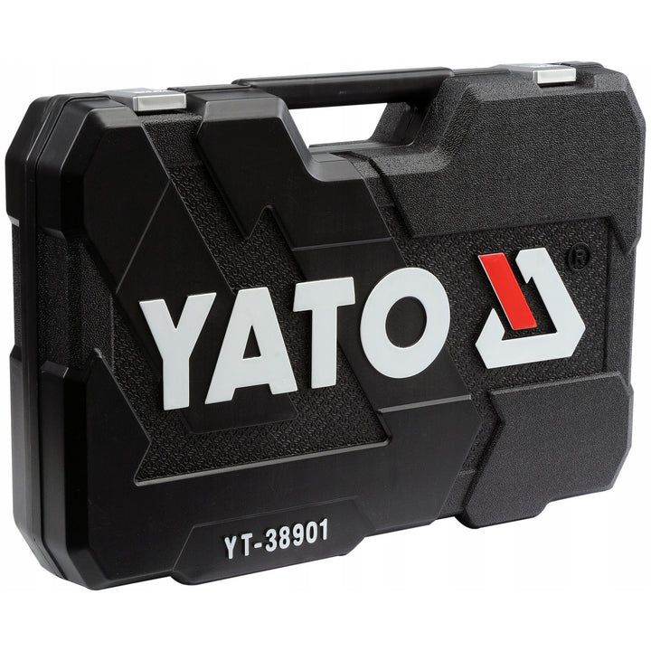 Set profesional de scule Yato, 122 de piese (chei tubulare, capete de chei, șurubelnițe, ciocan), șurubelnițe cu vârfuri magnetice și călite, YT-38901