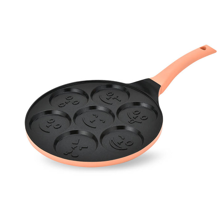 Tigaie pentru clătite Maestro, model cu emoticoane, diametru 26 cm, strat antiaderent, mâner din silicon, compatibilă cu orice tip de aragaz, MR-1222-B