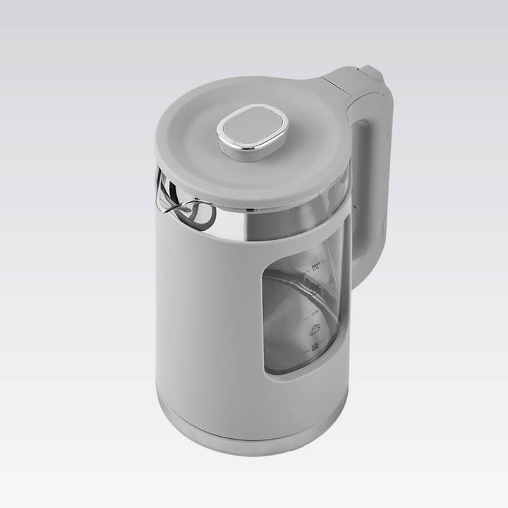 Ceainic electric din sticlă Maestro, capacitate 1,7 l, putere 2200 W, indicator de nivel al apei, iluminare LED, bază rotativă, culoare gri, MR-065-GREY