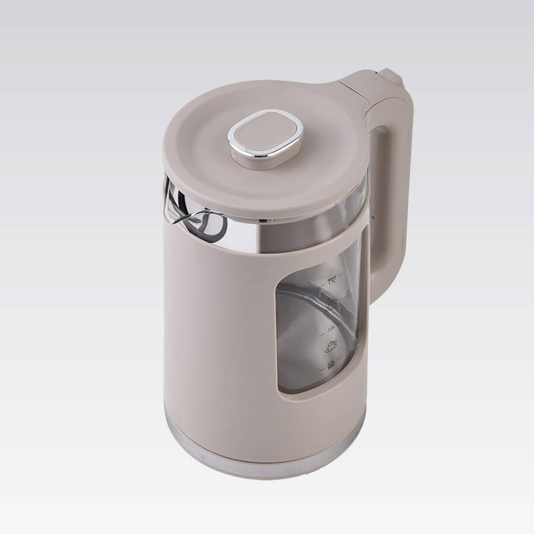 Ceainic electric din sticlă Maestro, capacitate 1,7 l, putere 2200 W, indicator de nivel al apei, iluminare LED, bază rotativă, culoare bej, MR-065-BEIGE