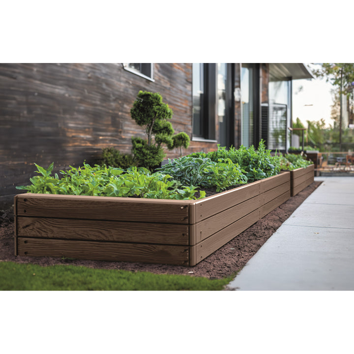 Bordură de grădină Prosperplast Base Woody, 149x75 cm, rezistentă la intemperii, structură modulară, culoare maro, IBWR-7587U