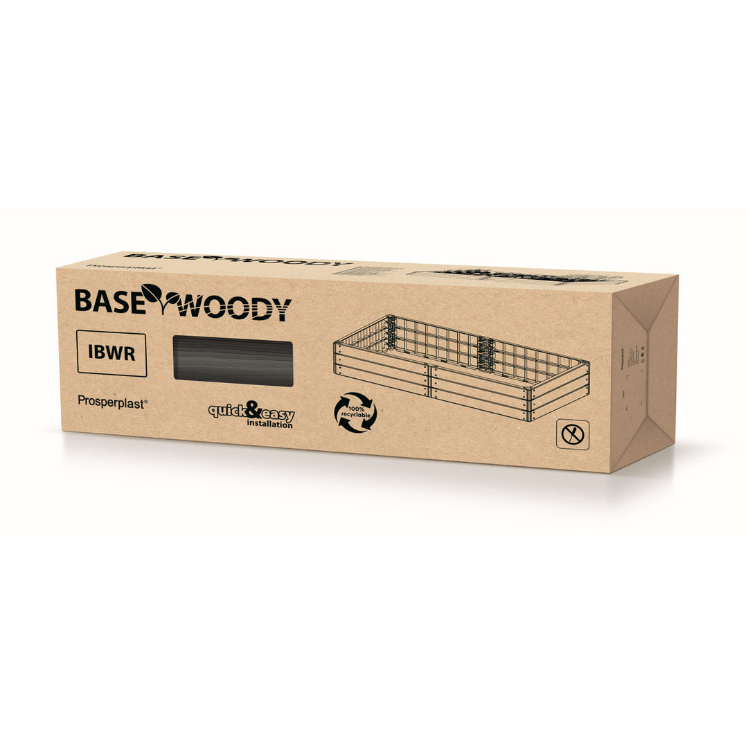 Bordură de grădină Prosperplast Base Woody, 149x75 cm, rezistentă la intemperii, structură modulară, culoare maro, IBWR-7587U