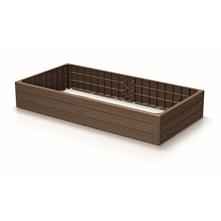 Bordură de grădină Prosperplast Base Woody, 149x75 cm, rezistentă la intemperii, structură modulară, culoare maro, IBWR-7587U