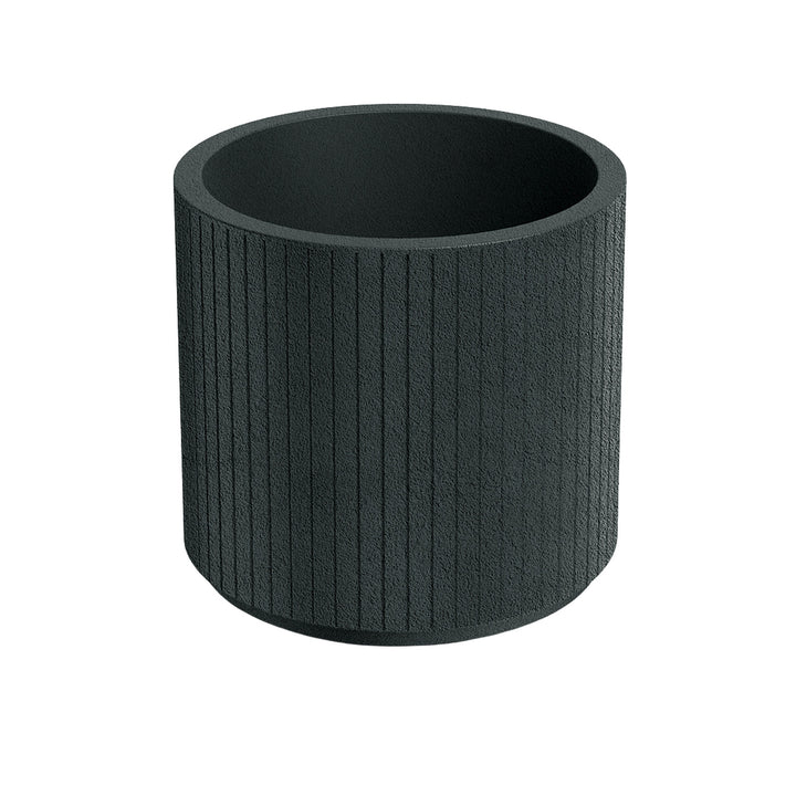 Ghiveci Ethick Coro Round, diametru 40 cm, înălțime 36 cm, finisaj mat, rezistent la intemperii, orificiu de drenaj, culoare grafit închis, TCR40-109GR