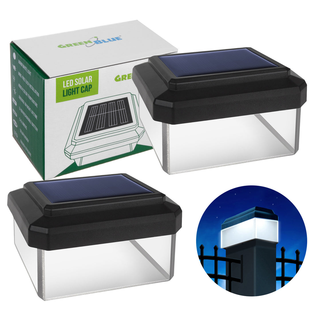 Lampă solară cu LED pentru stâlp GreenBlue, 60x40 mm, capotă în formă de plic, GB125, 2 bucăți