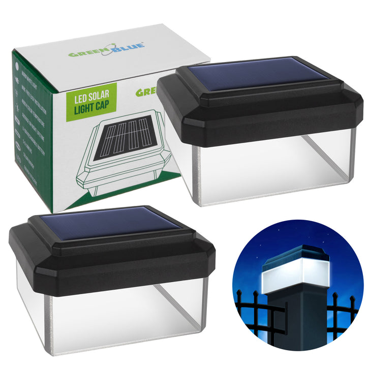 Lampă solară cu LED pentru stâlp GreenBlue, 60x40 mm, capotă în formă de plic, GB125, 2 bucăți