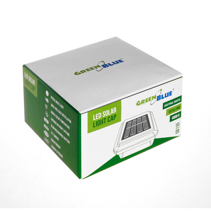 Lampă solară cu LED pentru stâlp GreenBlue, 60x60 mm, capotă în formă de plic, GB126, 2 bucăți