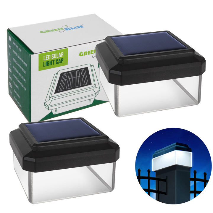 Lampă solară cu LED pentru stâlp GreenBlue, 60x60 mm, capotă în formă de plic, GB126, 2 bucăți