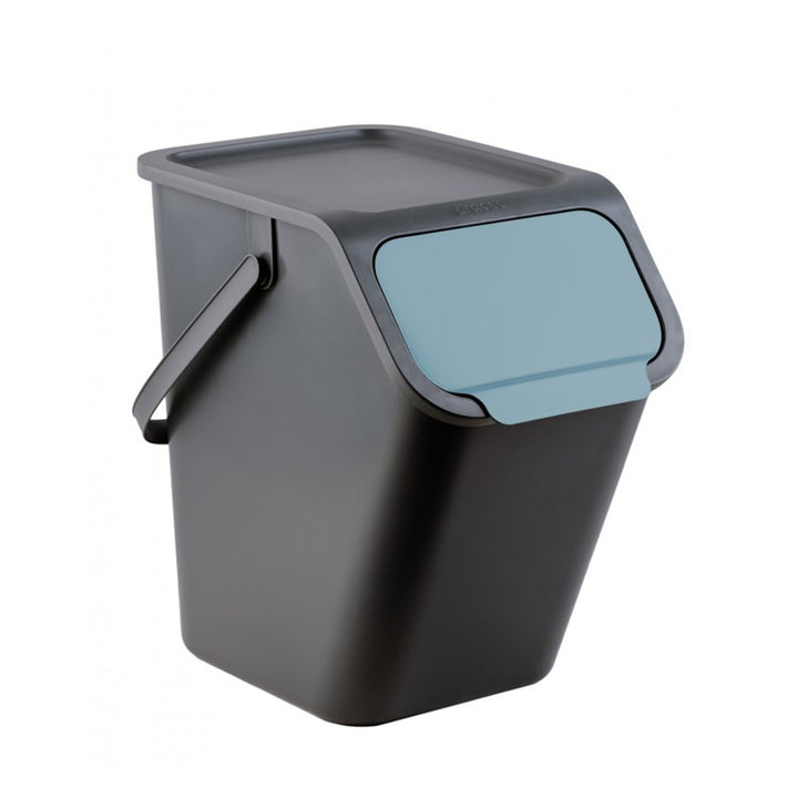 Set de 4 containere negre BINI de 4x25 l, cu capac negru, culoarea clapetei: galben, albastru, verde, maro + 5 filtre cu cărbune