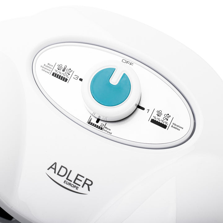 Aparat de masaj pentru picioare Adler, masaj cu bule, vibrații și căldură, infraroșu, 4 role + 3 capete de masaj, AD 2167 White