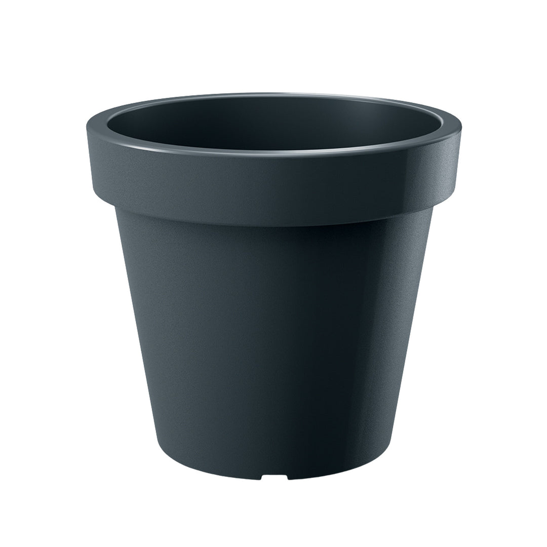 Ghiveci Ethick Lexo Round, diametru 80 cm, înălțime 75 cm, finisaj mat, rezistent la intemperii, orificiu de drenaj, culoare antracit, DLR800-S433