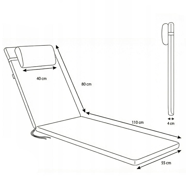 Pernă pentru șezlong Madera, culoare gri, țesătură S-550 melanj, dimensiuni 190x55 cm, fixare cu bandă elastică, impermeabilă, melanj S-23