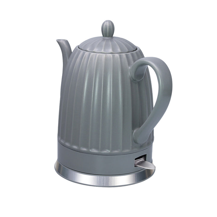 Ceainic electric din ceramică Maestro, culoare gri, putere 1500 W, capacitate 1,5 l, soclu rotativ, indicator de nivel al apei, cablu de alimentare de 65 cm, MR-077