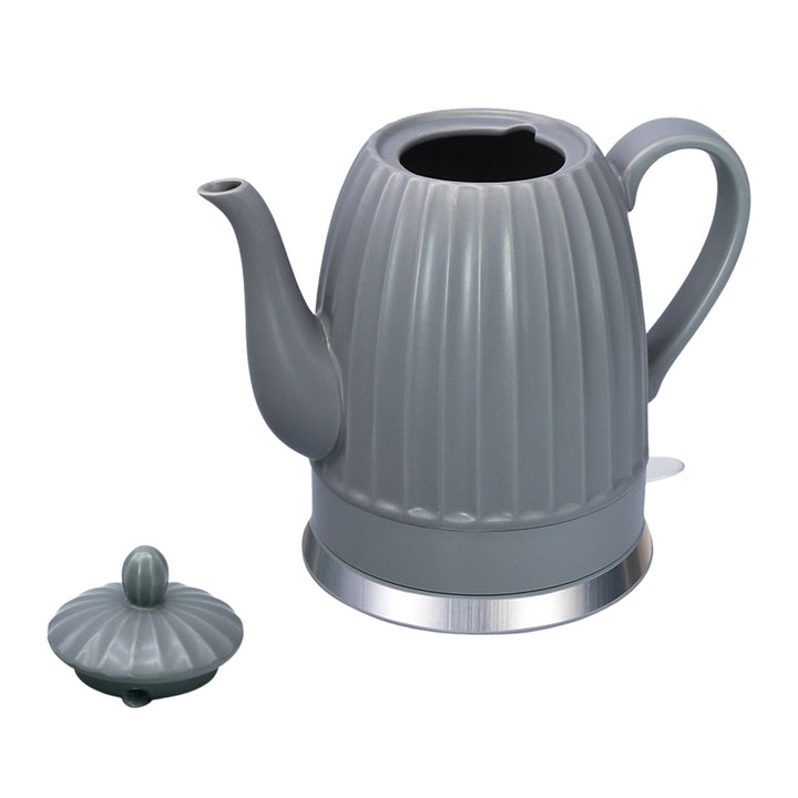 Ceainic electric din ceramică Maestro, culoare gri, putere 1500 W, capacitate 1,5 l, soclu rotativ, indicator de nivel al apei, cablu de alimentare de 65 cm, MR-077