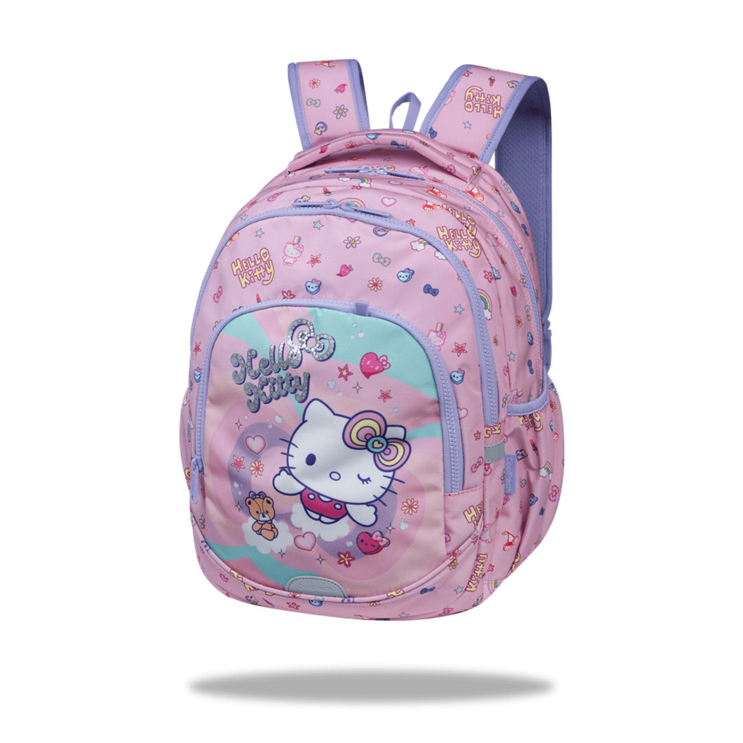Rucsac școlar Hello Kitty Coolpack, dimensiune Primo Pro (16"), spate conturat și bretele căptușite, 2 compartimente principale și buzunar pentru laptop, fund întărit, F162025