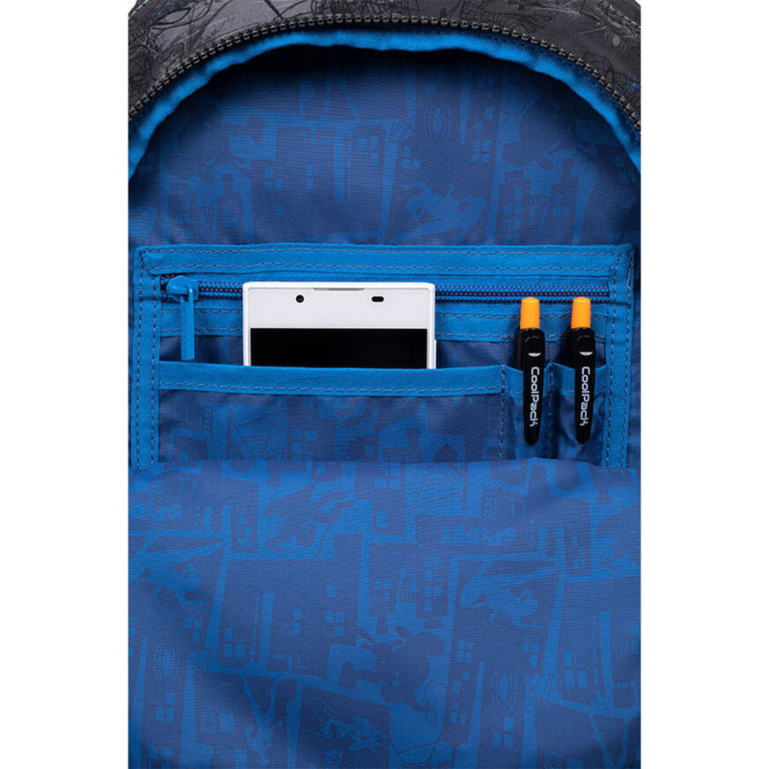 Rucsac școlar Spiderman Coolpack, model Jerry (15"), spate conturat, 3 compartimente încăpătoare, fund întărit, F029777