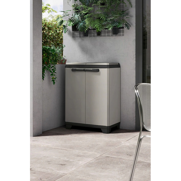 Dulap pentru sortarea deșeurilor Keter Planet, capacitate 2x110 l, culoare gri, 68x39x92 cm, 246640