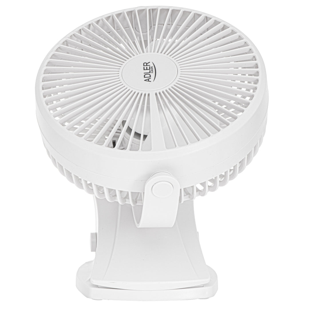 Ventilator de birou cu clemă, alimentat cu baterie, 15,5 cm, rotire la 360°, USB-C, Adler