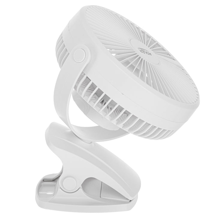 Ventilator de birou cu clemă, alimentat cu baterie, 15,5 cm, rotire la 360°, USB-C, Adler