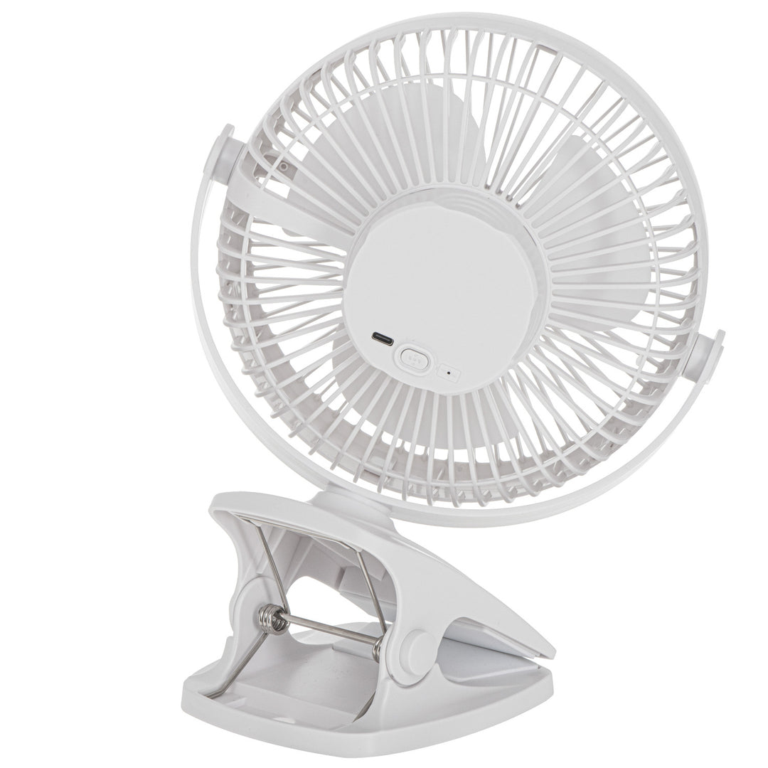 Ventilator de birou cu clemă, alimentat cu baterie, 15,5 cm, rotire la 360°, USB-C, Adler