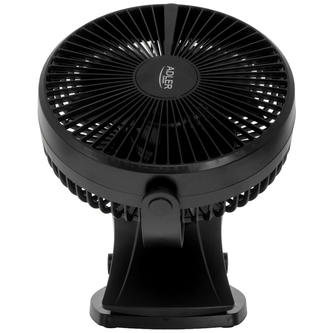 Ventilator de birou cu clemă, alimentat cu baterie, 15,5 cm, rotire la 360°, USB-C, Adler