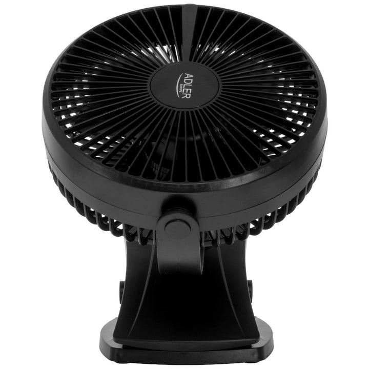 Ventilator de birou cu clemă, alimentat cu baterie, 15,5 cm, rotire la 360°, USB-C, Adler