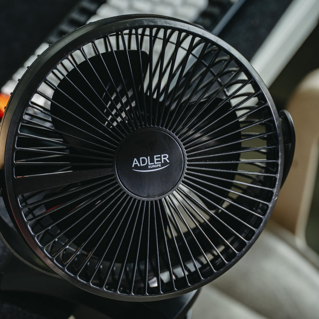 Ventilator de birou cu clemă, alimentat cu baterie, 15,5 cm, rotire la 360°, USB-C, Adler