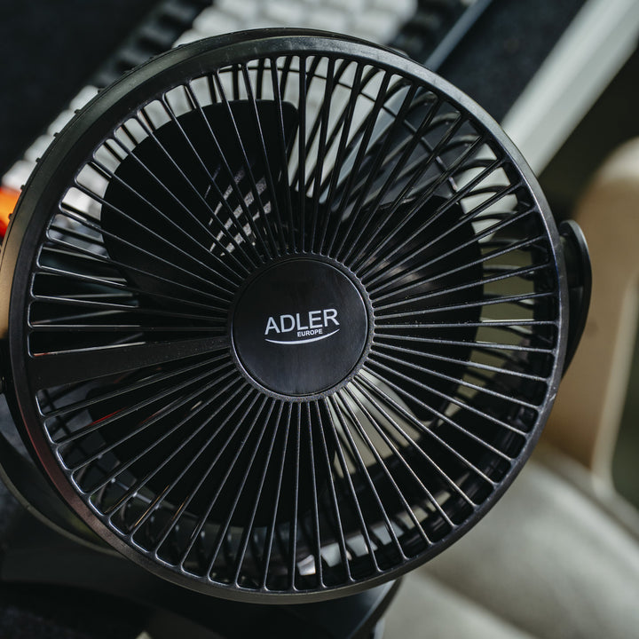 Ventilator de birou cu clemă, alimentat cu baterie, 15,5 cm, rotire la 360°, USB-C, Adler