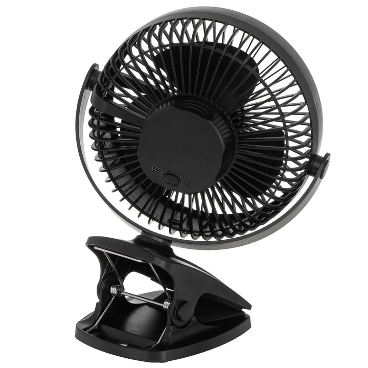 Ventilator de birou cu clemă, alimentat cu baterie, 15,5 cm, rotire la 360°, USB-C, Adler