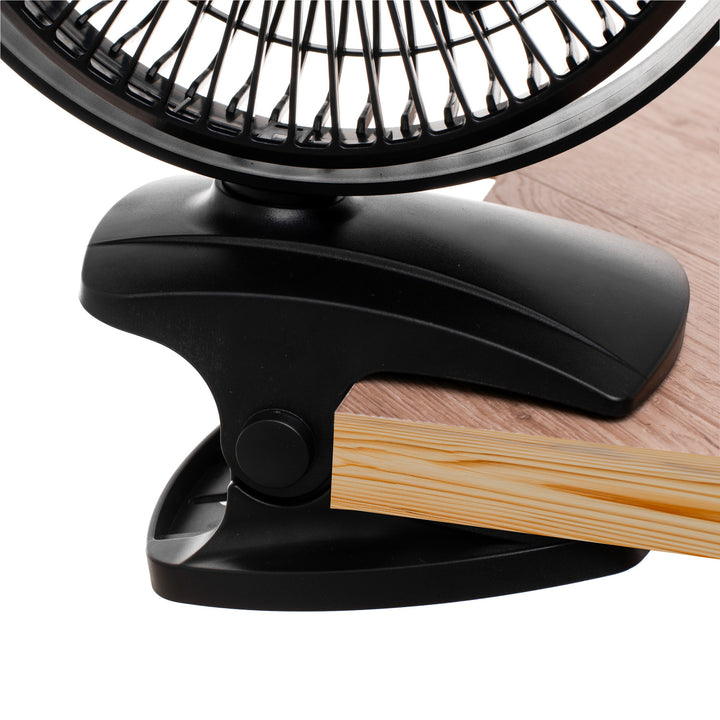 Ventilator de birou cu clemă, alimentat cu baterie, 15,5 cm, rotire la 360°, USB-C, Adler