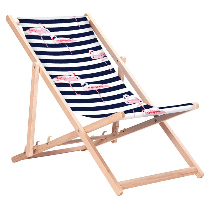 Șezlong clasic din lemn de fag GreenBlue GB183, model cu imprimeu Flaming