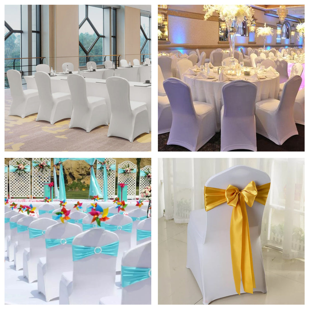 Husă pentru scaun de catering albă GreenBlue, 88x50x45 cm, spandex, GB374, 2 bucăți