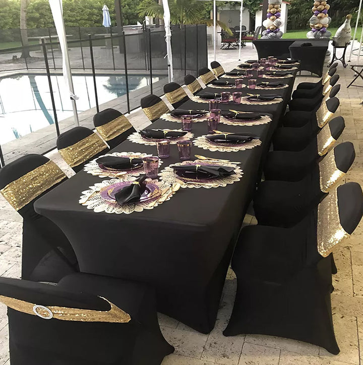 Husă pentru scaun de catering negru GreenBlue, 88x50x45 cm, spandex, GB373, 2 bucăți