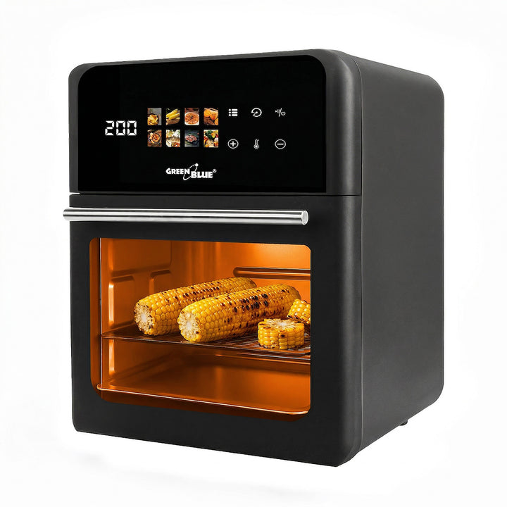Friteuză fără ulei AIR FRYER GreenBlue, putere 1800 W, capacitate 10 l, 8 programe, accesorii, cronometru, GB950 + termometru/sondă pentru alimente, GreenBlue GB178