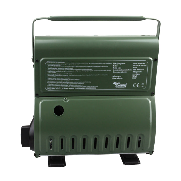 Aragaz portabil Alpen Camping, 2 în 1, consum de gaz 124 g/h, aprindere piezoelectrică, ICELAND IK-1000 PRO+ 4 cartușe de gaz de 227 g GreenBlue. Certificat: Pi 0875, conform standardului EN417