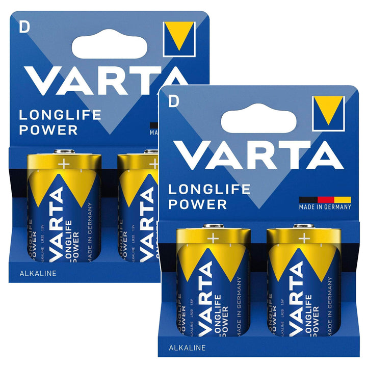 4 baterii R-20 R20 D de 1,5 V alcaline Longlife Power Varta