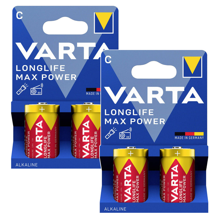 4 baterii R-14 R14 C de 1,5 V alcaline Varta Longlife Max Power