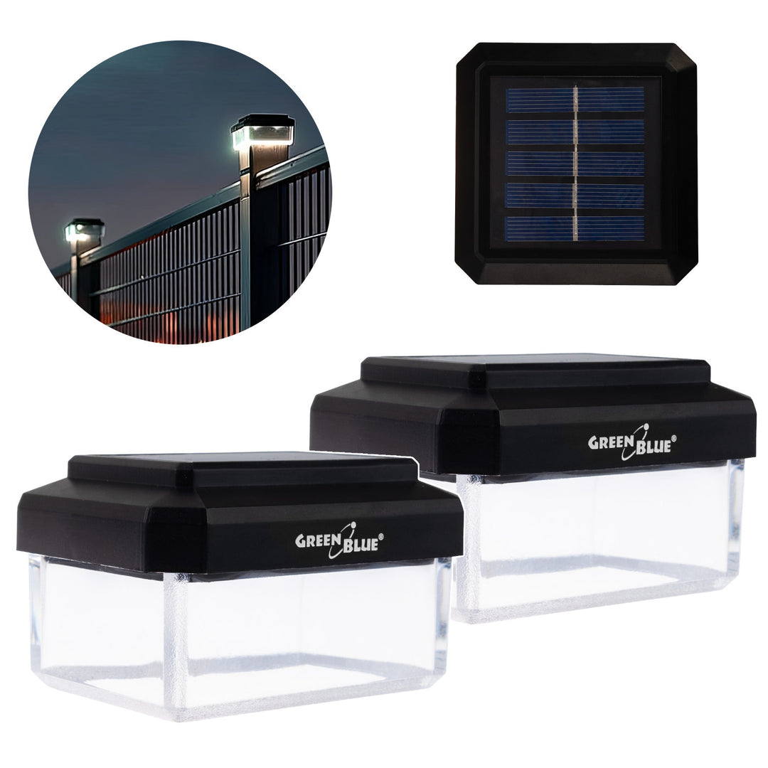 Lampă solară cu LED pentru stâlp GreenBlue, 60x40 mm, capac în formă de plic, 3200 K, GB125 WW, 2 bucăți