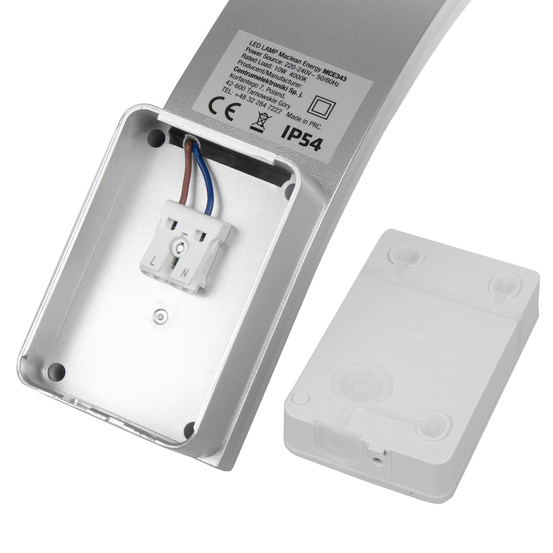 Lampă LED pentru fațadă Maclean, 800 lm, IP54, 10 W, lumină albă naturală (4000 K), culoare argintie, MCE343 SV, 2 bucăți