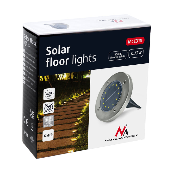 Lampă solară de grădină cu senzor de mișcare LED Maclean IP44, 12 LED-uri SMD, 4000K, Ni-MH 600 mAh, 0,7 W, MCE318, 4 bucăți