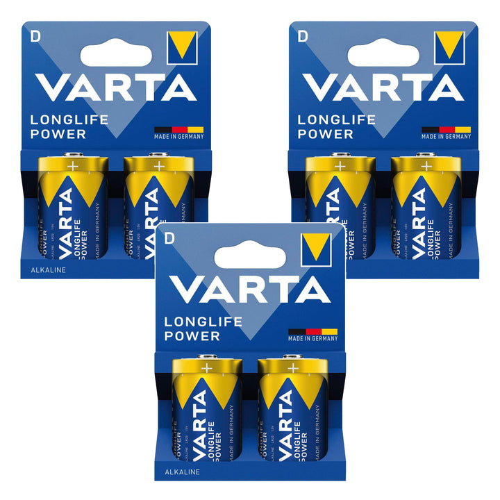 6 baterii R-20 R20 D de 1,5 V alcaline Longlife Power Varta