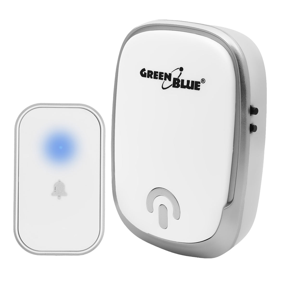 Sonerie fără fir GreenBlue, 38 de melodii, 90 dB, albă, rază de acțiune de până la 200 m, GB404 W