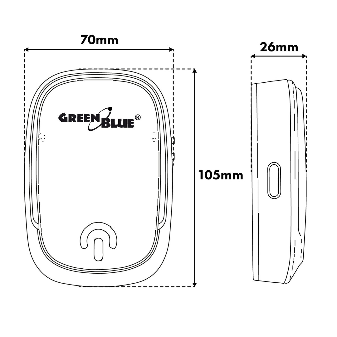 Sonerie fără fir GreenBlue, 38 de melodii, 90 dB, negru, rază de acțiune de până la 200 m, GB404 B
